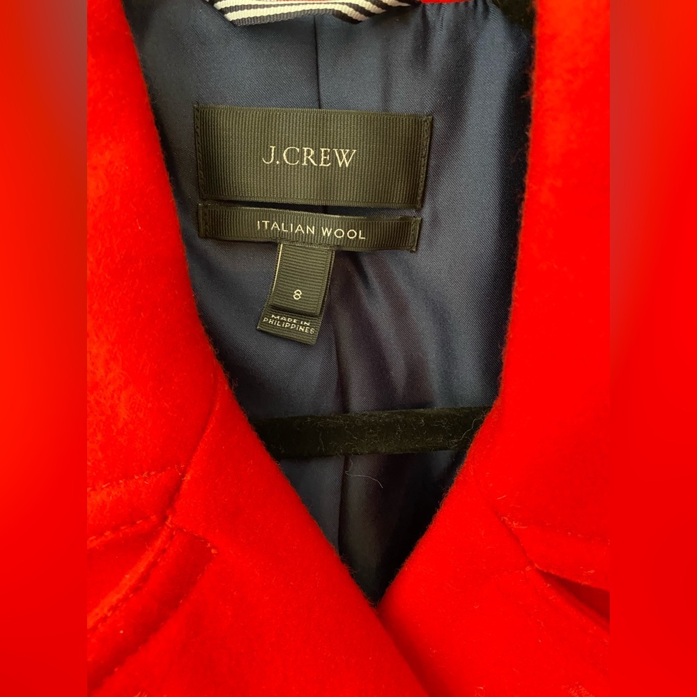 J.Crew Red Italian Wool Peacoat – Size 8 - Picture 4 of 4